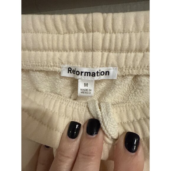 Reformation Women's Elastic Waist Cream Sweatpants Jogger Size Med - Picture 2 of 6